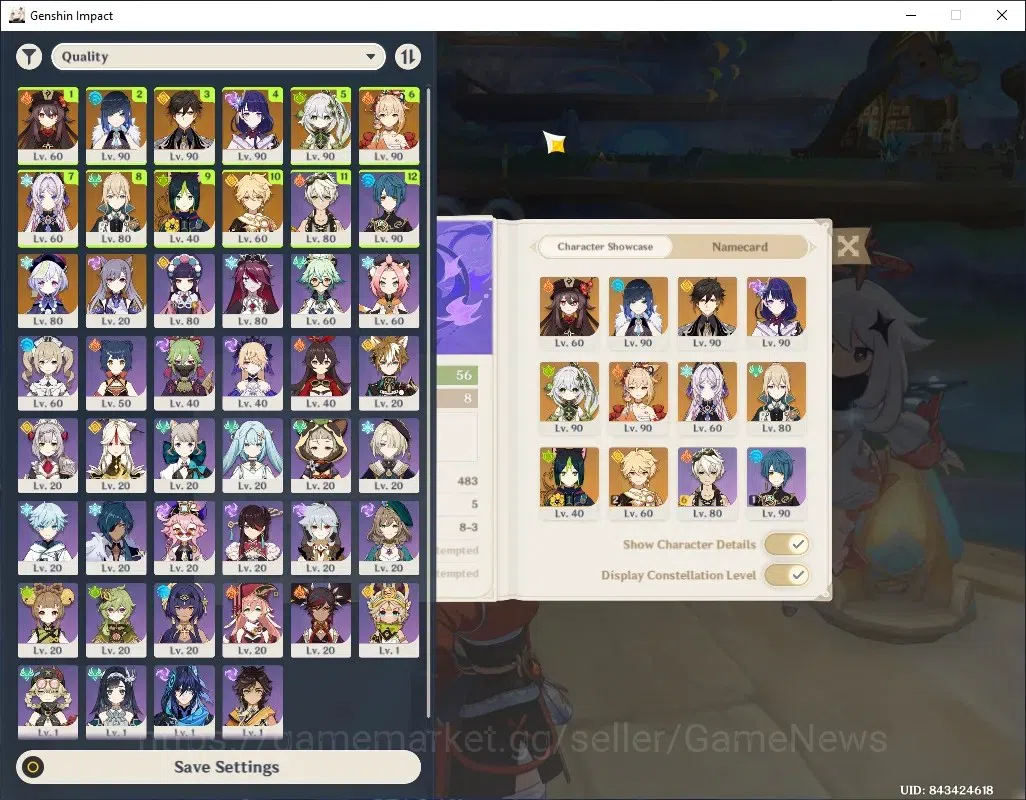 Genshin Impact Accounts Others Asia|AR 56|7 Limited + 5 (*5Weapon)|(Yoimiya)+Sign,Yelan,Nahida,Zhongli,Raiden 1