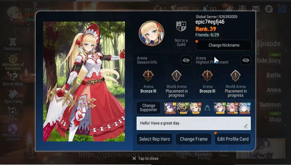 Epic Seven Accounts GLOBAL Unverif|New Era|4 ML(DD Ray,Harsetti,SS Viv image 2