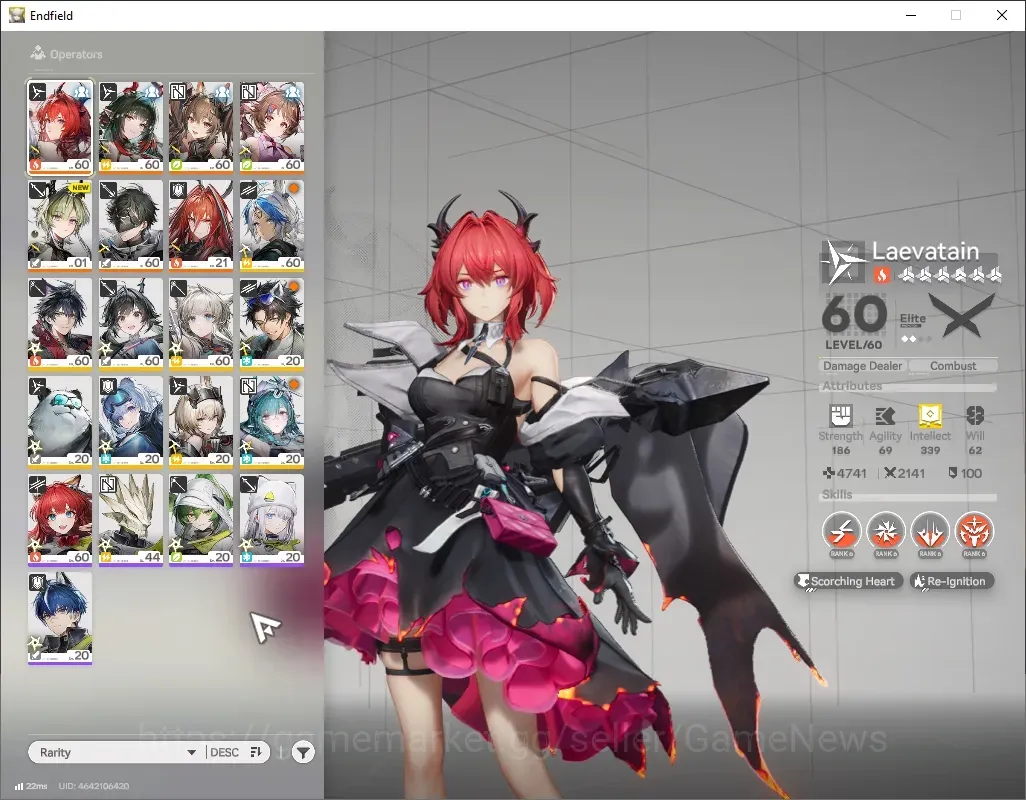 Arknights: Endfield Accounts ASIA|Lv 52|6 SSR 3 Limit + 5(*6Weapon)|Laevatain&Gilberta+Sign,Zhuang Fangyi|1 SSR Selector|3 1