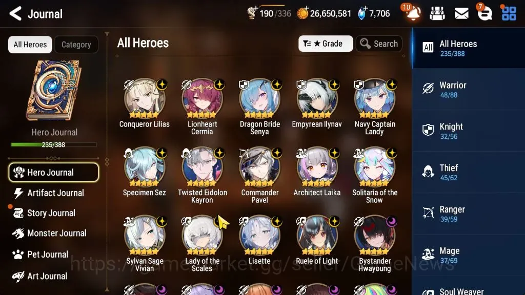 Epic Seven Accounts High-End Global UnVerif|31ML(Lisette,RnL,School NYulha,Lots,Renoa,etc)+[305 SPD 1