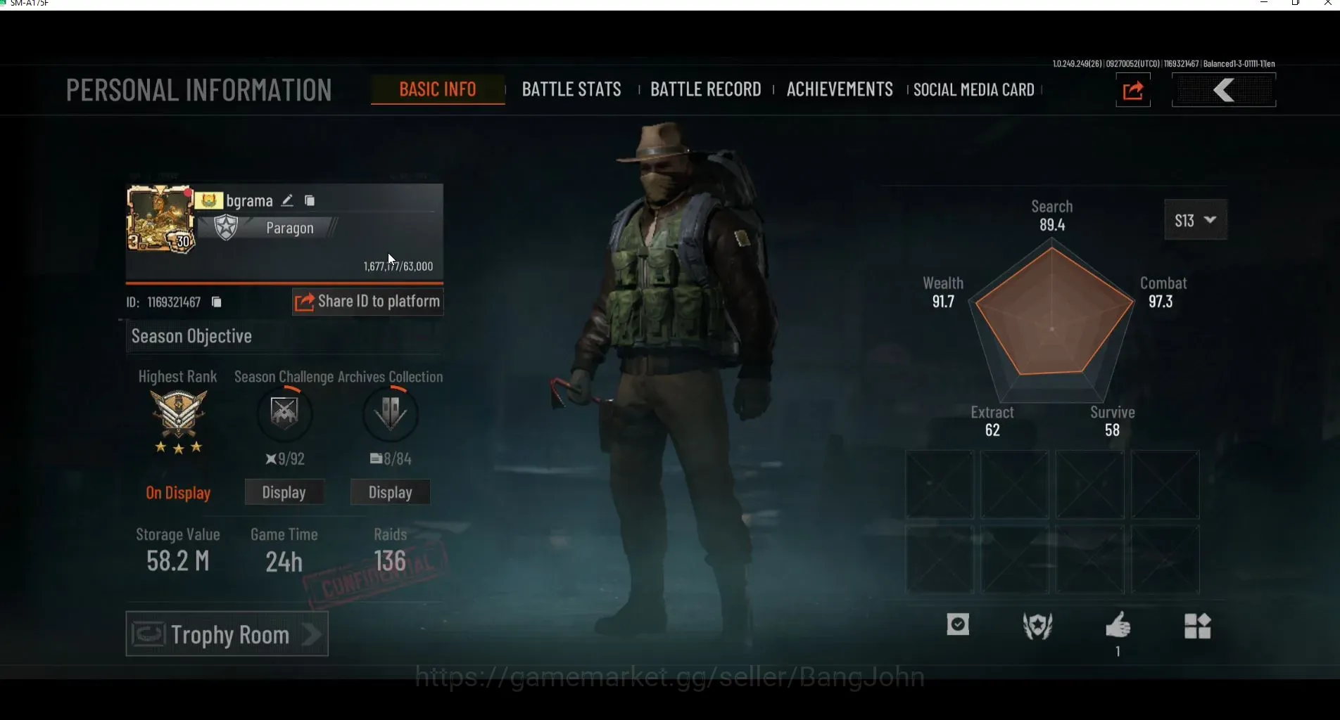 Arena Breakout Accounts High-End Mobile |LV 30| SV 58,2M | CV 50,5M | Exclusive MG H416 | OF AKM,CBe FAL,SS MDR,CE MP5 | 2 1