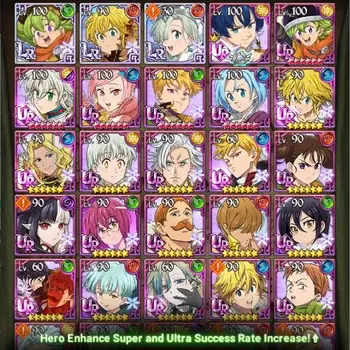 The Seven Deadly Sins: Grand Cross Accounts Starter Global|2M Power| 3LR+7UR (Gawain,Menor,Lancelot,Tristan)|Story CH5|Side
