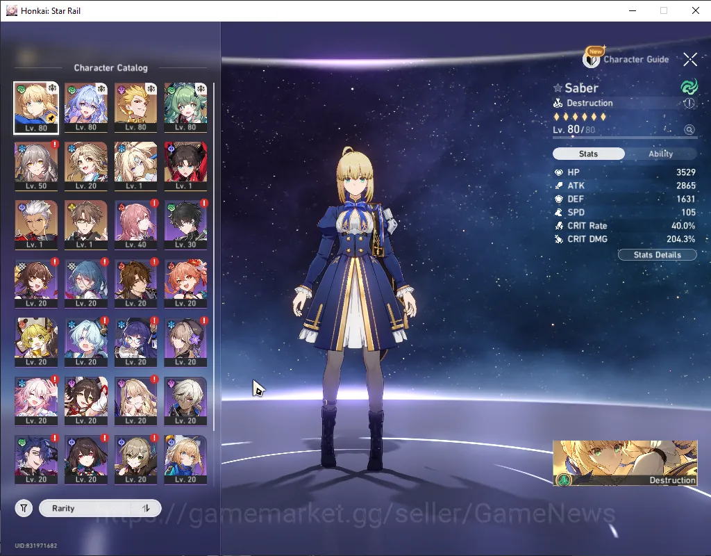 Honkai Star Rail Accounts Others Asia|TL 61|Saber Prem Team|7 Limited|Saber,Gilgamesh)+Sign Robin Summer,Pearl,Huohuo,Rin 1