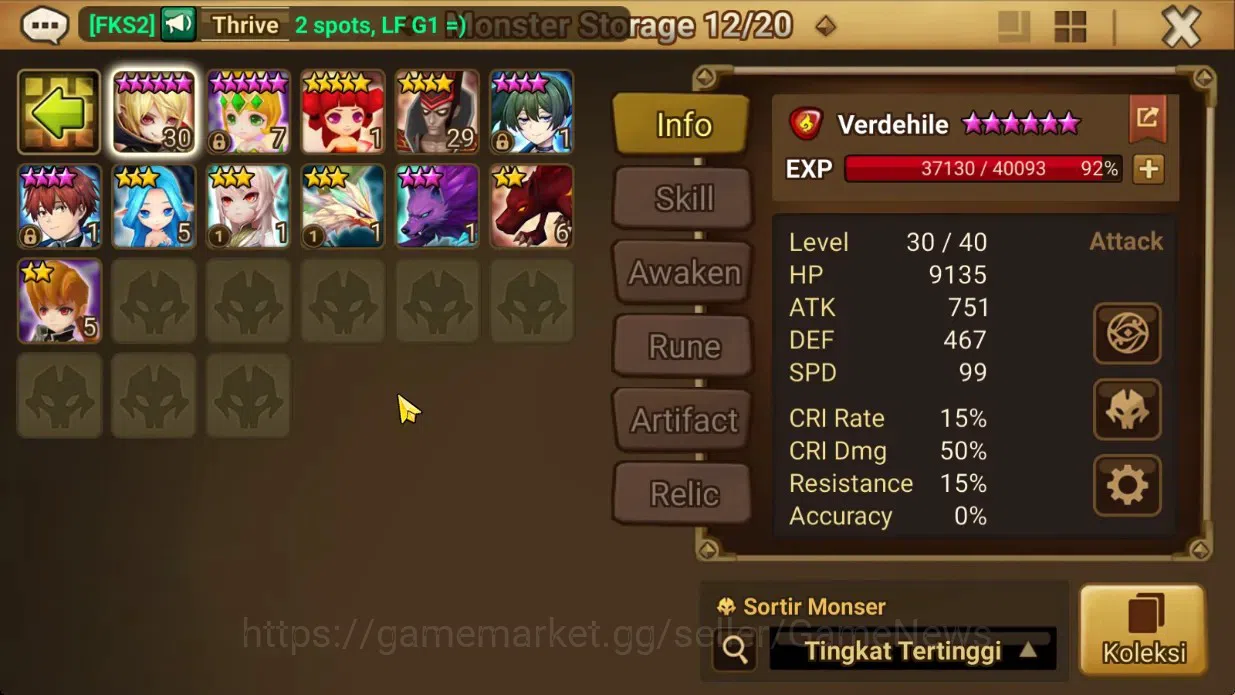 Summoners War: Sky Arena Accounts Starter GLOBAL Lv51|Starter 2LD[Dark Giselle,Light Ubel]|14Total NB5,7Total Ld 10