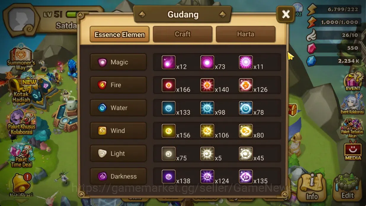 Summoners War: Sky Arena Accounts Starter GLOBAL Lv51|Starter 2LD[Dark Giselle,Light Ubel]|14Total NB5,7Total Ld 14
