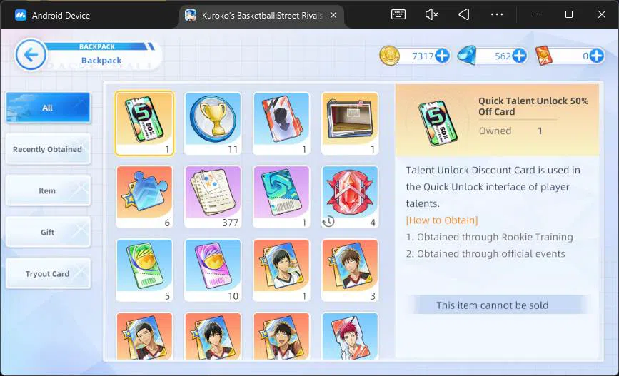 Kuroko's Basketball Street Rivals Accounts SEA|SV24|Lv24|Zone Taiga,Tetsuya Kuroko A1,Seijuro image 6