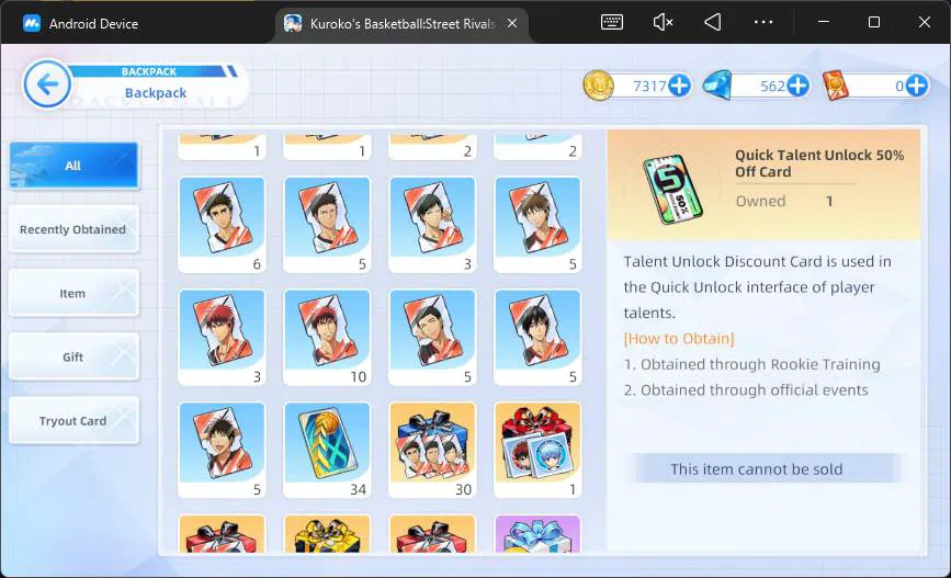 Kuroko's Basketball Street Rivals Accounts SEA|SV24|Lv24|Zone Taiga,Tetsuya Kuroko A1,Seijuro image 7