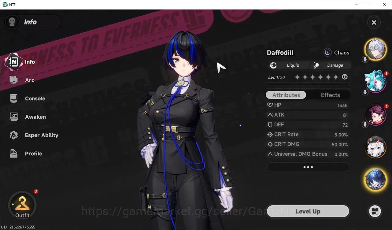 Neverness to Everness Accounts Global EU |HL 3| 4 SSR Baicang, Daffodill, Sakiri, image 2