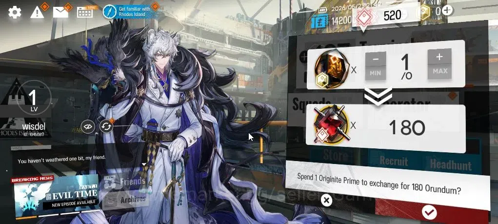Arknights Accounts Starter Lv 1 | Fresh Starter | 1 Limited | SilverAsh the Reignfrost | 340 Orudum+Terminal 0-1 | Check SS 2