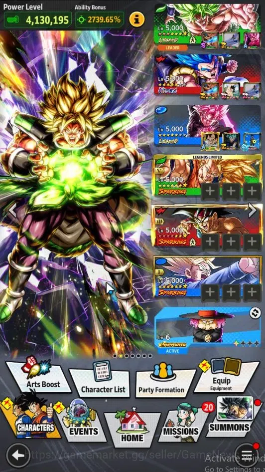 Dragon Ball Legends Accounts 280M TotalPwr|LV159|4 UL+2 LR+16 LL|Broly Fury,SS image 2