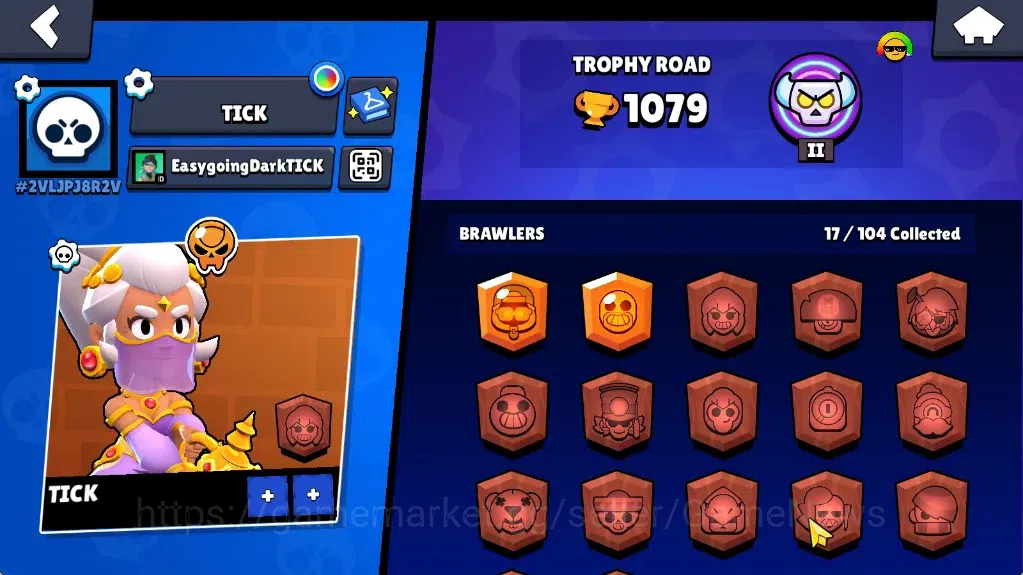 Brawl Stars Accounts 1079 Trophy|17 Brawler 2 Max (Shade,Jae-Yong)|1 Mythic(Gridiron Otis),2 Epic(Guard Rico,Shelly Dancer 2