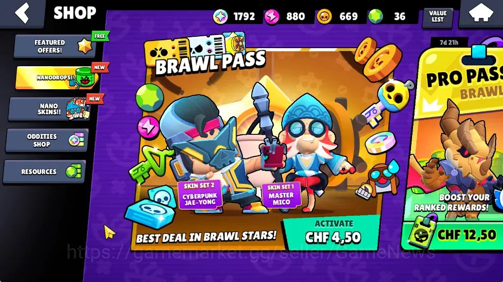 Brawl Stars Accounts 1079 Trophy|17 Brawler 2 Max (Shade,Jae-Yong)|1 Mythic(Gridiron Otis),2 Epic(Guard Rico,Shelly Dancer 6