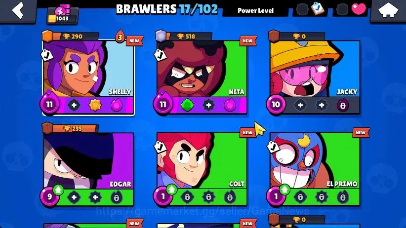 Brawl Stars Accounts 1043 Trophy|17 Brawlers 2 Max Lvl [Nita,Shelly] Myth Mortis|1 Rare Skins|5K Coins|CN ON|Take 3