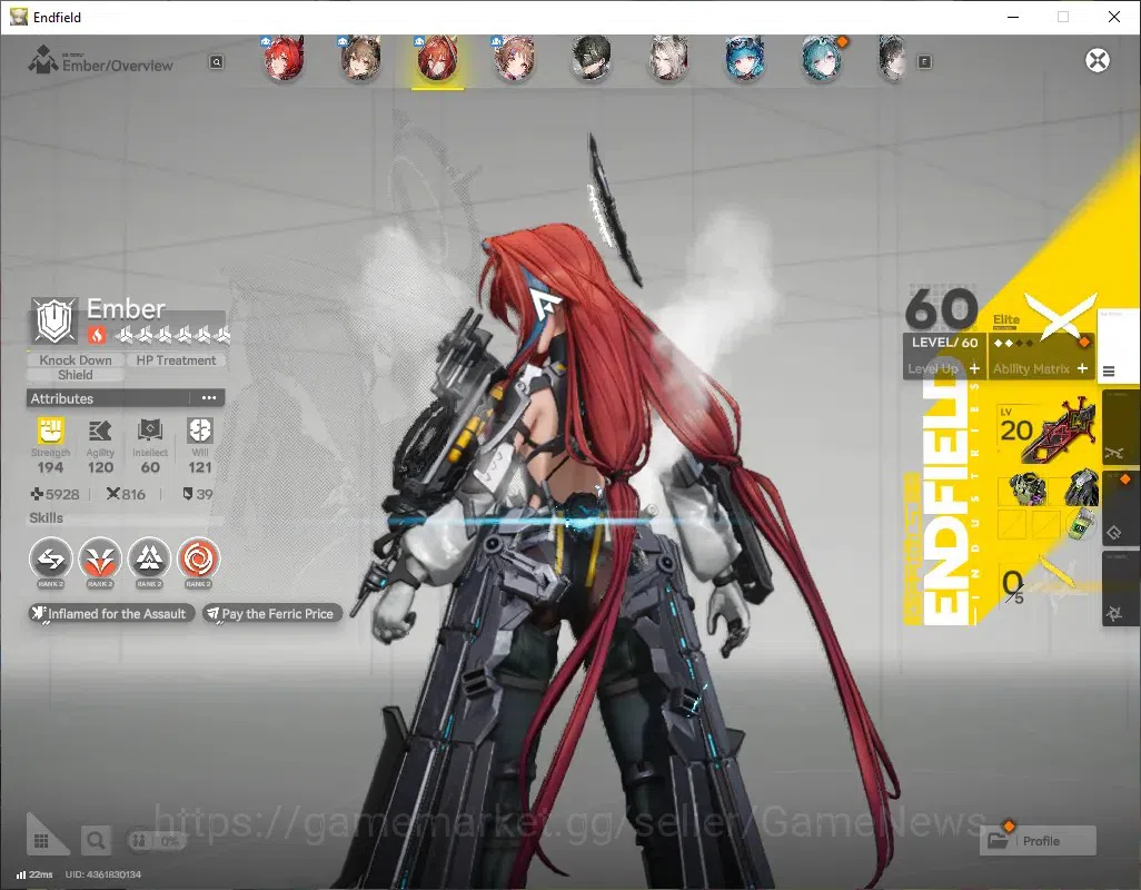 Arknights: Endfield Accounts Asia Lv51|6 SSR[Laevatain+Sign,Gilberta,Ember,ArdeliaP1+Sign,Pograni,Last Rite]|8 6 4