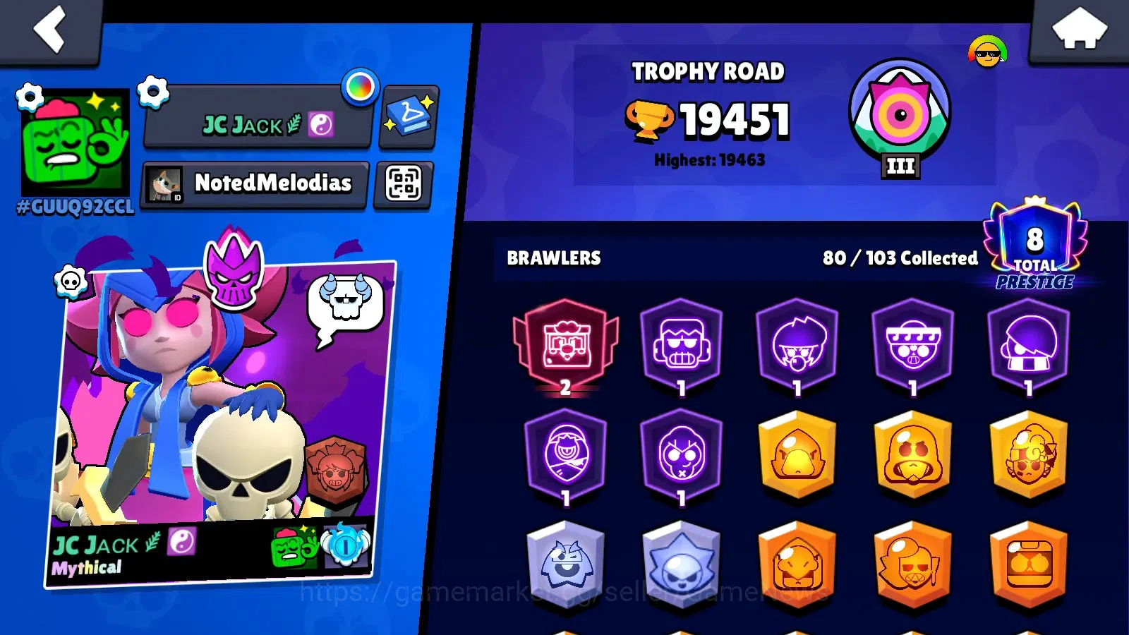 Brawl Stars Accounts 19451 Trophy|80 Brawlers 21 Max|UL(KAZE,SIRIUS)|Le image 4