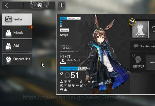 Arknights Accounts Mid-Tier Lv 24|51 OP + 1 Skin| Starter | Wisadel + 75520 Orundum + 104 Originium | Chapter 2-9 |Check 4