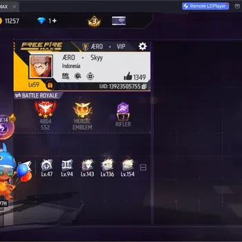 Free Fire Accounts Indonesia | 2 EVO (SCAR Lv4, MP5 Lv4)| M1887- Hand of Hope| Black Dragon Backpack |JJK Bundle | Check SS