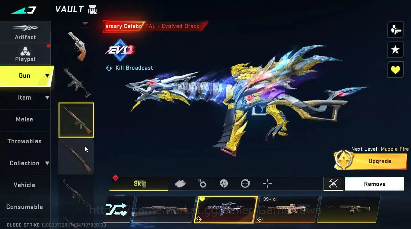 Blood Strike Accounts Collab Skin ASIA|ETERNAL AK47 Lv3|Collab BLEACH [Toshiro, Etc]+TR [FN2000]|Anniv EVO FAL-Draco|ULTRA 14