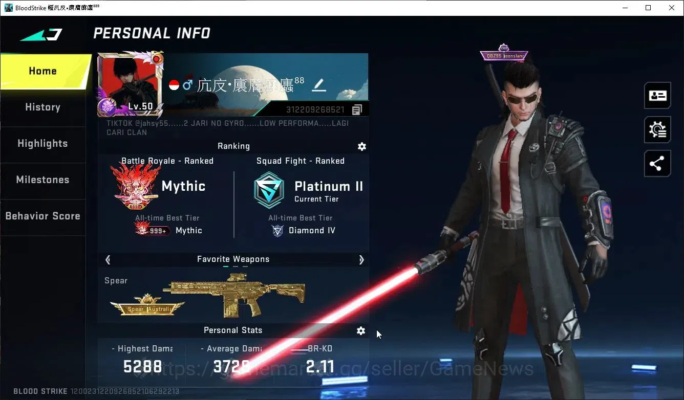 Blood Strike Accounts ASIA|MELEE LightBlade+Collab ENZO-Kraken,TR MCX,FN image 2