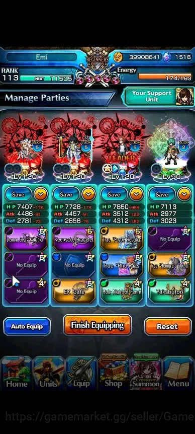 Grand Summoners Accounts Global|Rank 113|1518 cc|27 Ascend+6 TW|(Emiya,Fen, image 3