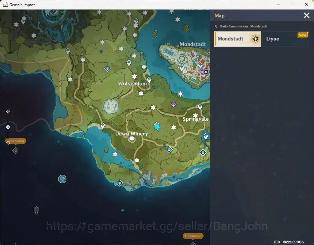 Genshin Impact Accounts ASIA|AR 22| 1 limit| Mid starter Zibai,etc|Low map image 2