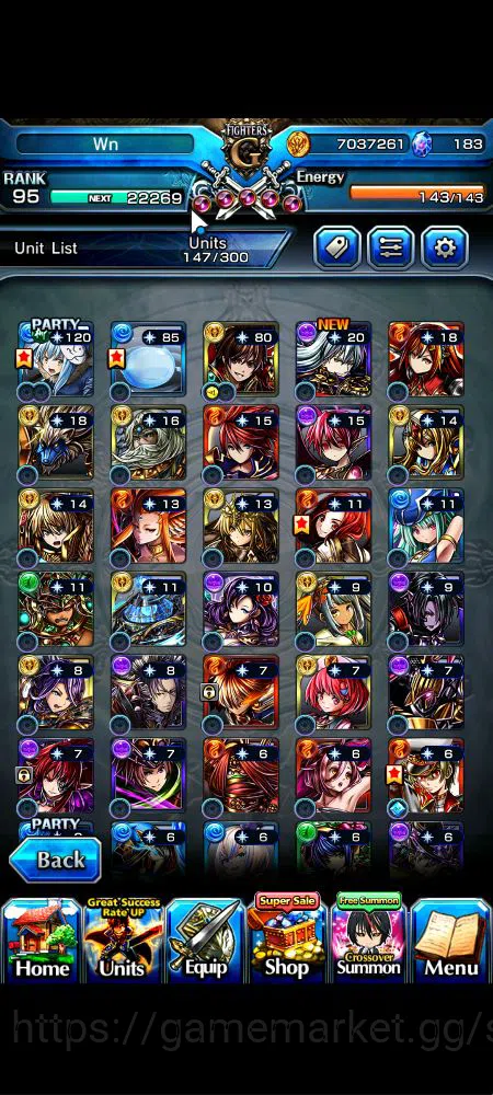 Grand Summoners Accounts Global|Rank 95|183 cc|15 Ascend+8 TW|[Okarun,DL Ri image 15