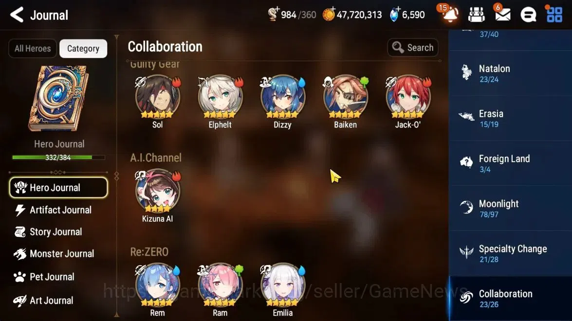 Epic Seven Accounts High-End ASIA Verif|END GAME(86% HERO JURNAL,20K GI+50 ML Rhiana&Luc,Ainz,Etc)+Full Collabs OverLord+6 1
