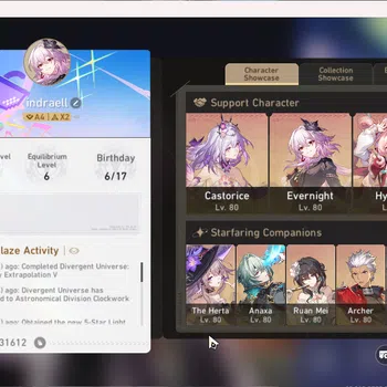 Honkai Star Rail Whale ASIA | TL 70 | 24 Limit | Castorice+S1 | Hyacine E image 1