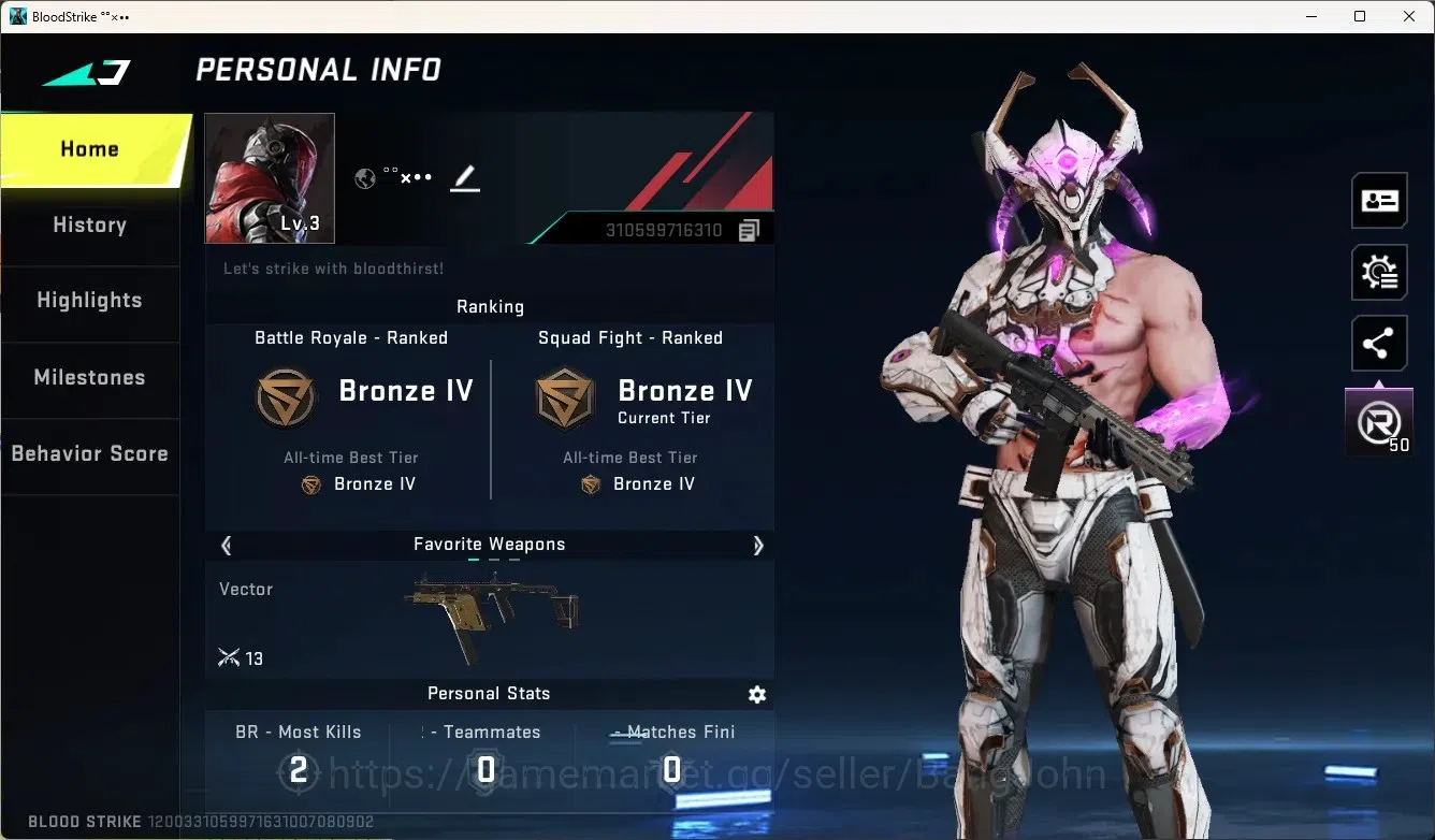Blood Strike Accounts Others ASIA | Ultra Striker Zero - Nullifier|1 Legendary Gun|1 Name-Changing Card|Check SS BS1969B 1