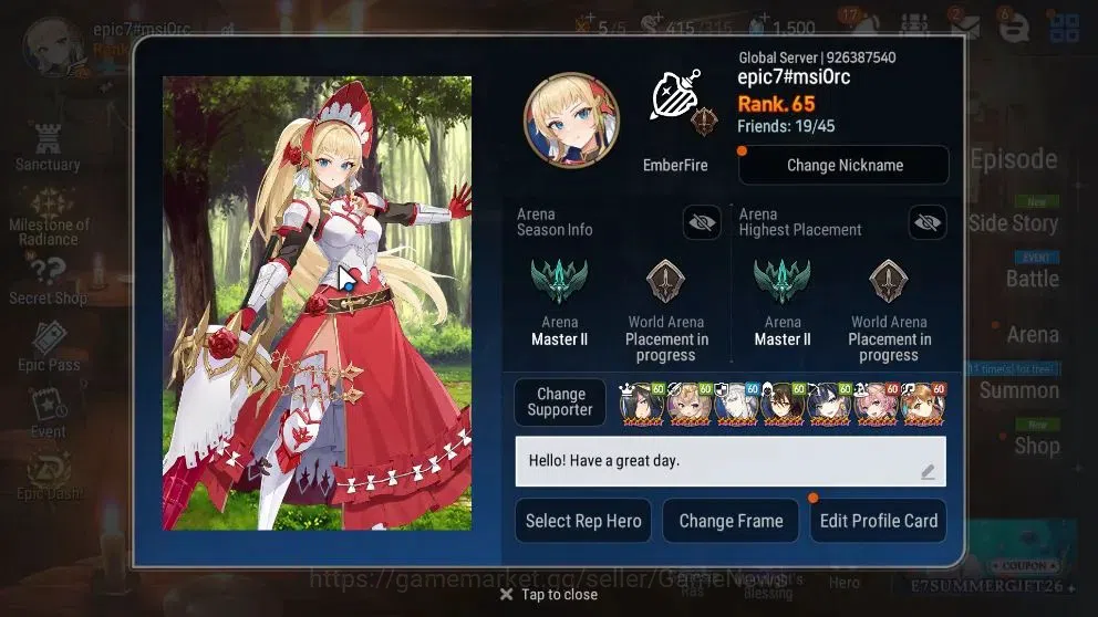 Epic Seven Accounts High-End GLOBAL UnVerif|New Era|9 ML(NM Luna,ZIO,DD Ray,etc)+Ab Fumyr,Setsuka,Ivana,Rinak,etc|AUTO 2