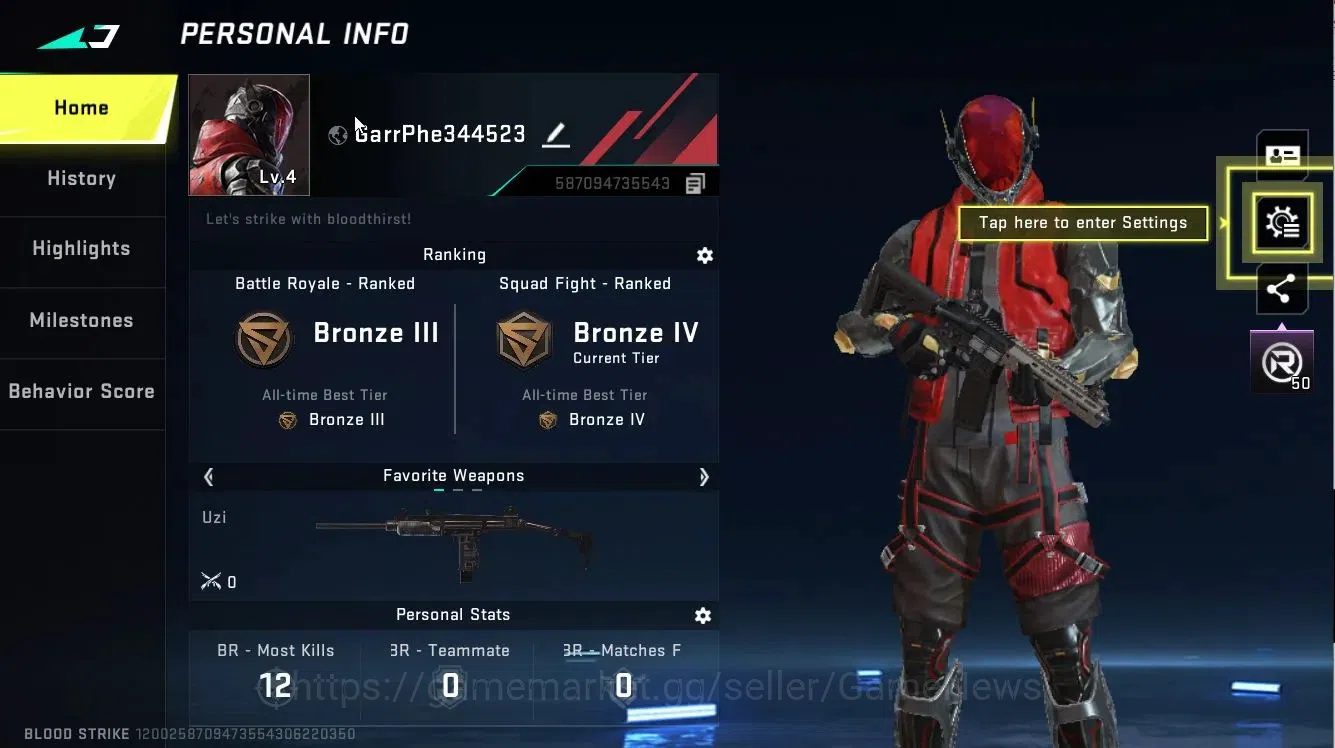 Blood Strike Accounts ASIA|ULTRA Striker ZERO-Agent Zero|Legendary [Orig image 2