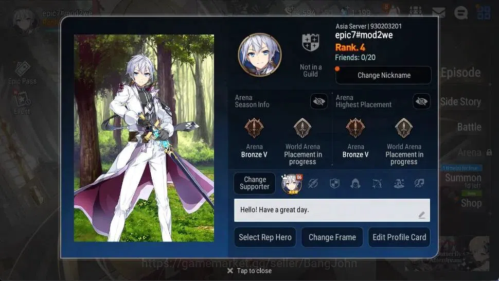 Epic Seven Accounts Asia | Starter|1 ML(Commander Pavel)+Collab (Stark image 2