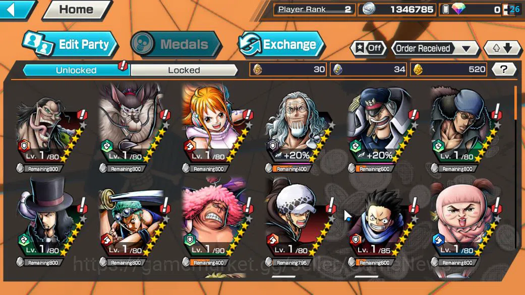 One Piece Bounty Rush Accounts Starter Global|5 EX|4Emperor Mashall D.Teach,BP Kuzan,5Elders Saturn,4Emperor Luffy|Rank 4