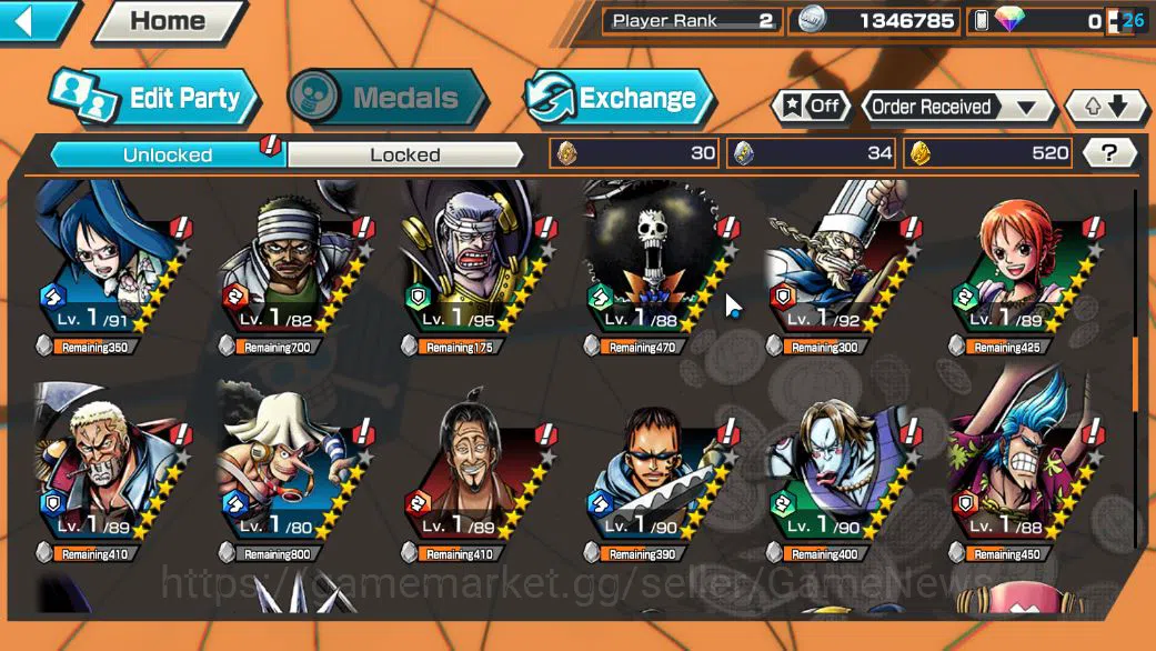 One Piece Bounty Rush Accounts Starter Global|5 EX|4Emperor Mashall D.Teach,BP Kuzan,5Elders Saturn,4Emperor Luffy|Rank 6