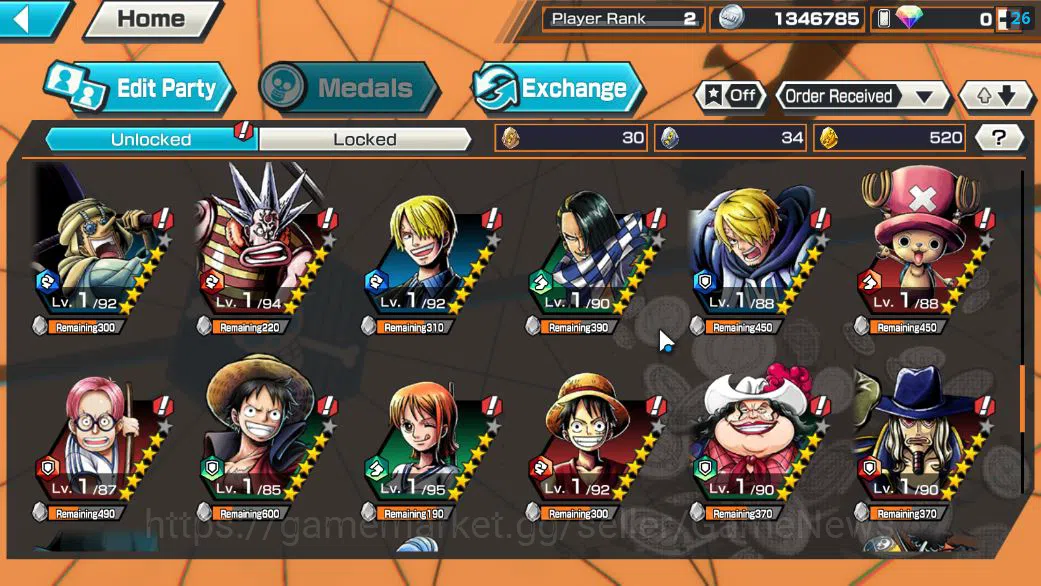 One Piece Bounty Rush Accounts Starter Global|5 EX|4Emperor Mashall D.Teach,BP Kuzan,5Elders Saturn,4Emperor Luffy|Rank 7