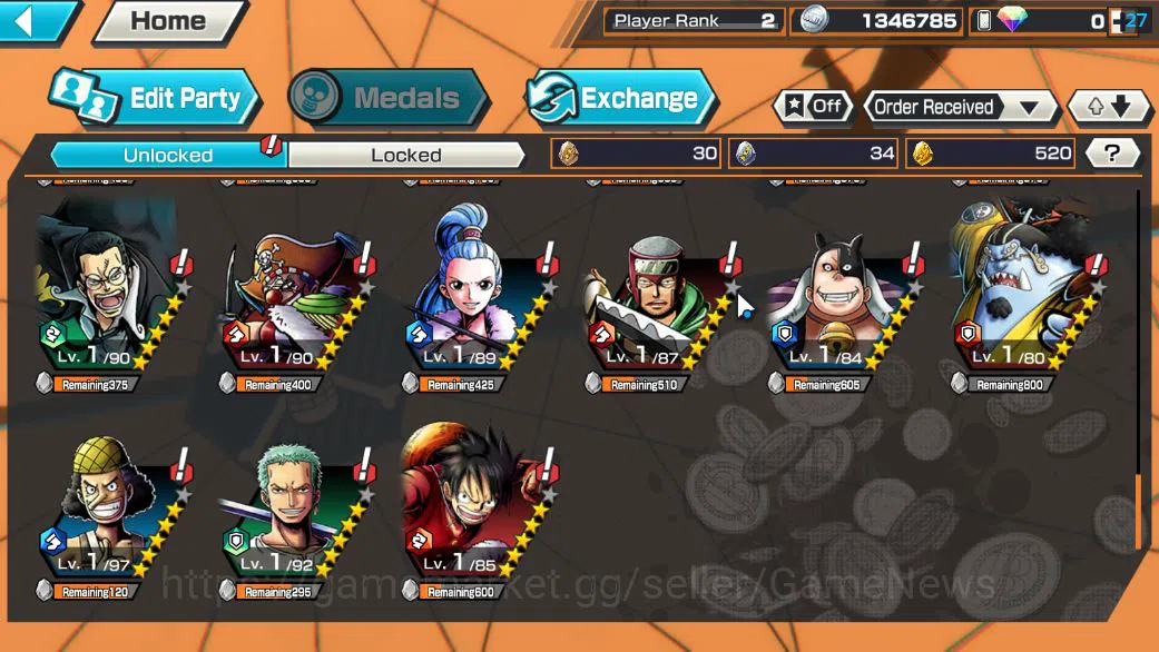 One Piece Bounty Rush Accounts Starter Global|5 EX|4Emperor Mashall D.Teach,BP Kuzan,5Elders Saturn,4Emperor Luffy|Rank 8