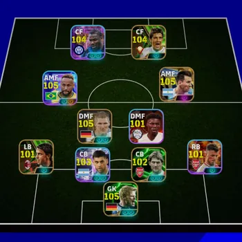 eFootball Accounts Legends & Iconic Players 3204 I Messi 105 I Thuram 105 I Neymar 105 I Oliver Kahn 105 I Romero 103 I