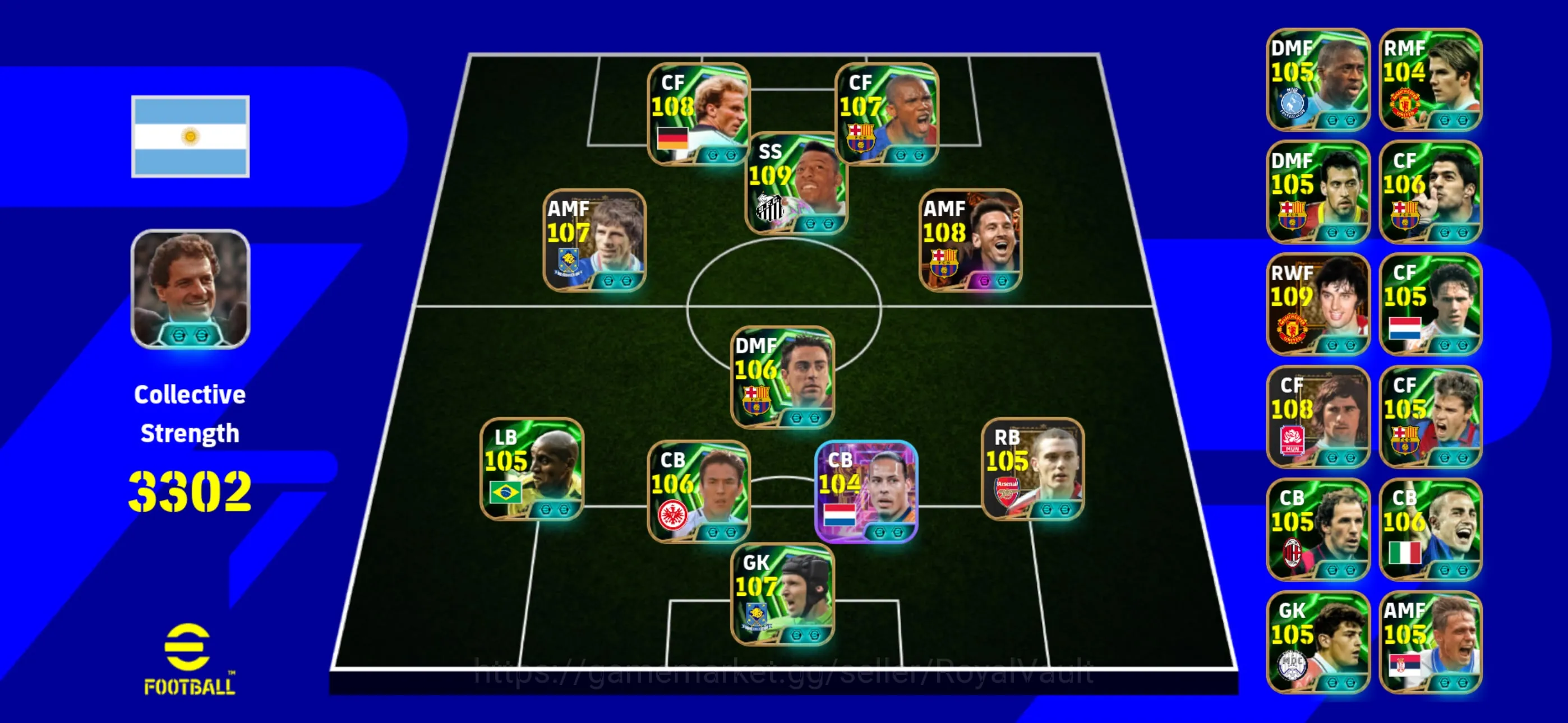 eFootball Accounts Legends & Iconic Players Messi 108| Rummi 108| Eto 107| Pele 109| Zola 107| Best 109| Muller 108| Peter 1