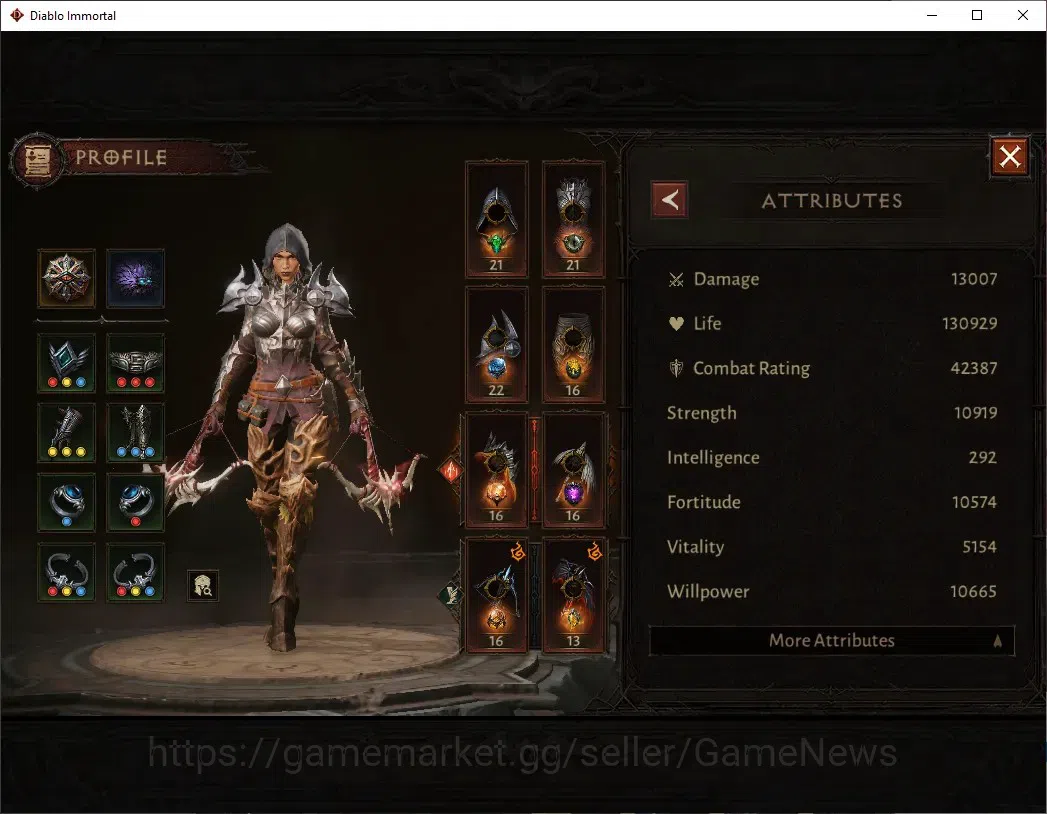 Diablo Immortal Accounts High-End SA - Oza|CS ON|Lv 60 (728)|Demon Hunter|CR 42k|Reso 510|Paragon Vanquisher|Inferno IV|1 3