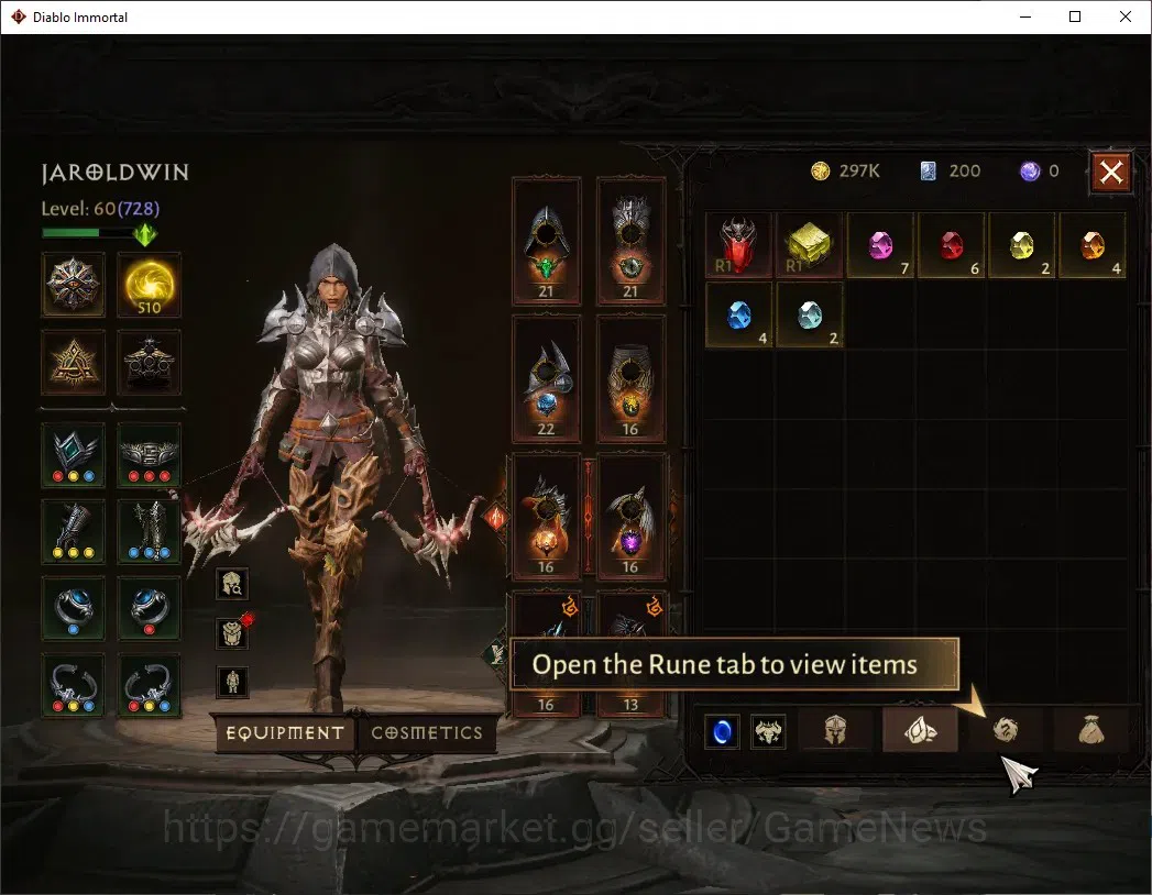 Diablo Immortal Accounts High-End SA - Oza|CS ON|Lv 60 (728)|Demon Hunter|CR 42k|Reso 510|Paragon Vanquisher|Inferno IV|1 6