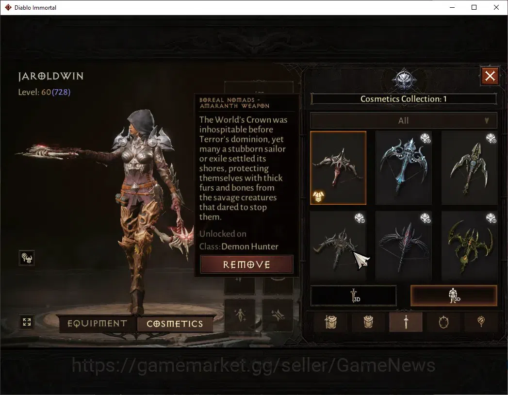Diablo Immortal Accounts High-End SA - Oza|CS ON|Lv 60 (728)|Demon Hunter|CR 42k|Reso 510|Paragon Vanquisher|Inferno IV|1 9