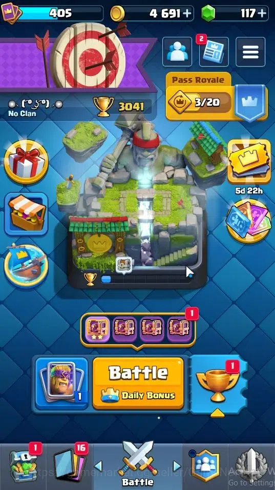 Clash Royale Accounts High-End Lv 405|Trophy 3041|KTL 10|Card 52/121|1 Hero 4 EVO 11 Epic 20 Rare 21 Common|Take Mail|Check 1