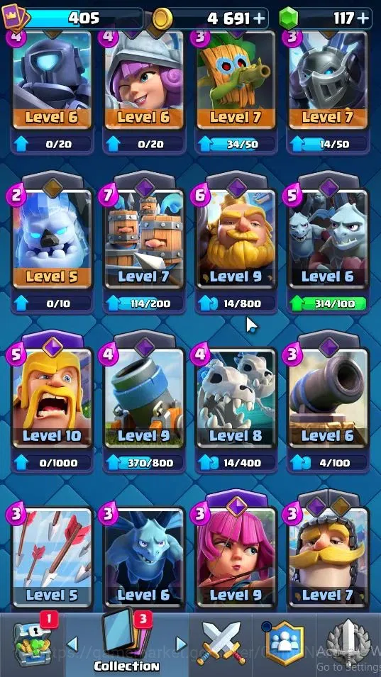 Clash Royale Accounts High-End Lv 405|Trophy 3041|KTL 10|Card 52/121|1 Hero 4 EVO 11 Epic 20 Rare 21 Common|Take Mail|Check 13