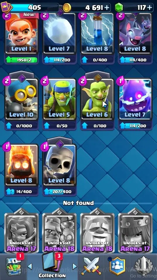 Clash Royale Accounts High-End Lv 405|Trophy 3041|KTL 10|Card 52/121|1 Hero 4 EVO 11 Epic 20 Rare 21 Common|Take Mail|Check 14