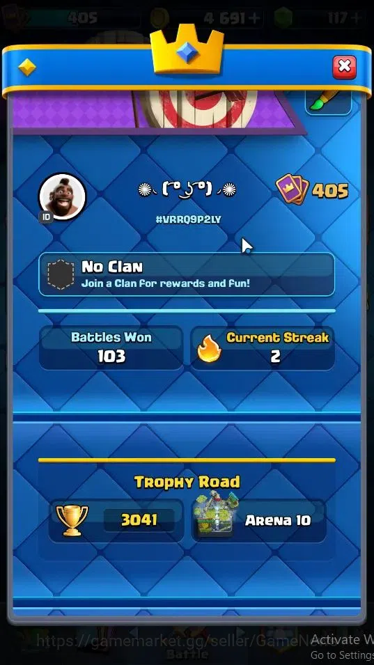 Clash Royale Accounts High-End Lv 405|Trophy 3041|KTL 10|Card 52/121|1 Hero 4 EVO 11 Epic 20 Rare 21 Common|Take Mail|Check 2