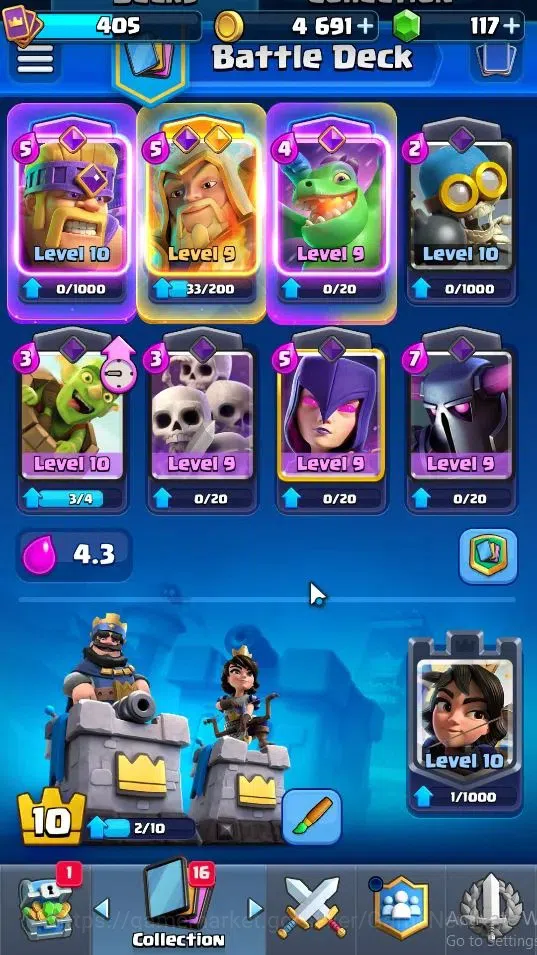 Clash Royale Accounts High-End Lv 405|Trophy 3041|KTL 10|Card 52/121|1 Hero 4 EVO 11 Epic 20 Rare 21 Common|Take Mail|Check 4