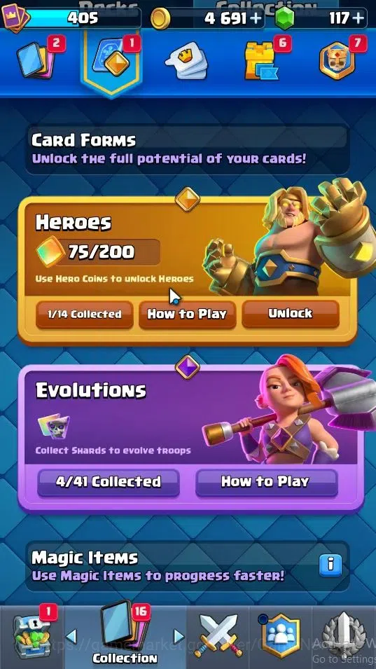 Clash Royale Accounts High-End Lv 405|Trophy 3041|KTL 10|Card 52/121|1 Hero 4 EVO 11 Epic 20 Rare 21 Common|Take Mail|Check 5