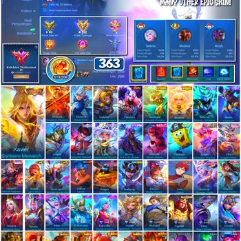 Mobile Legends: Bang Bang Accounts #4247 363 Skins | Xavier Sunborn Monarch (Collector) | Pharsa Empress Phoenix (Collector