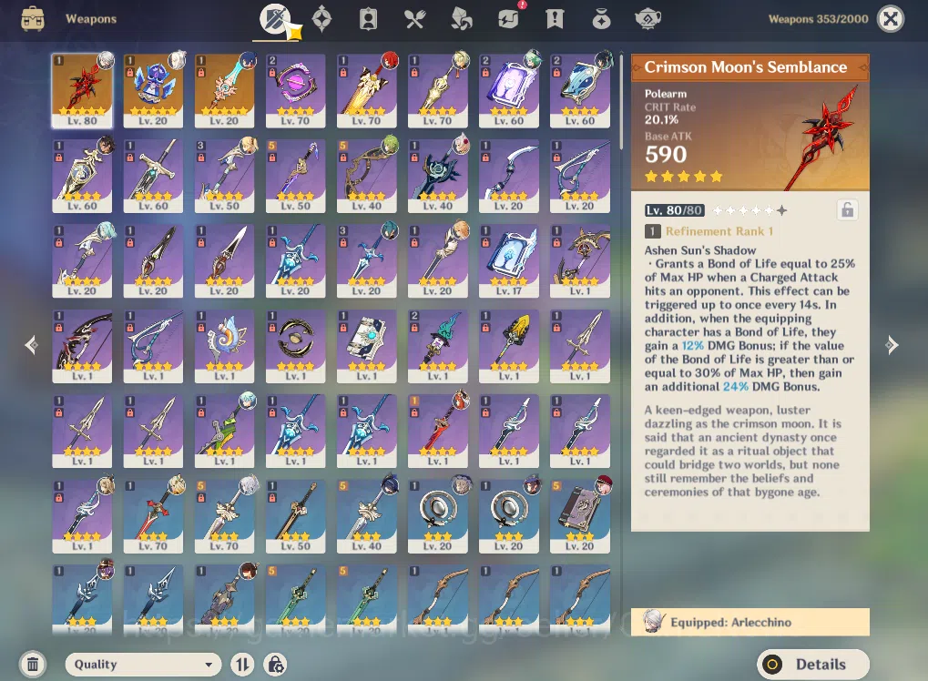 Genshin Impact Accounts ASIA|AR50||6Limited+3(*5Weapon)|ArlecchinoC1+Sign, image 5