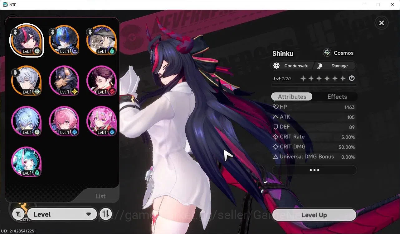 Neverness to Everness Accounts Global NA|HL 3|3 S Class|1 Limited (Shinku) + (Daffodill+Sign,Jiuyuan)+1 S-Class Select 1